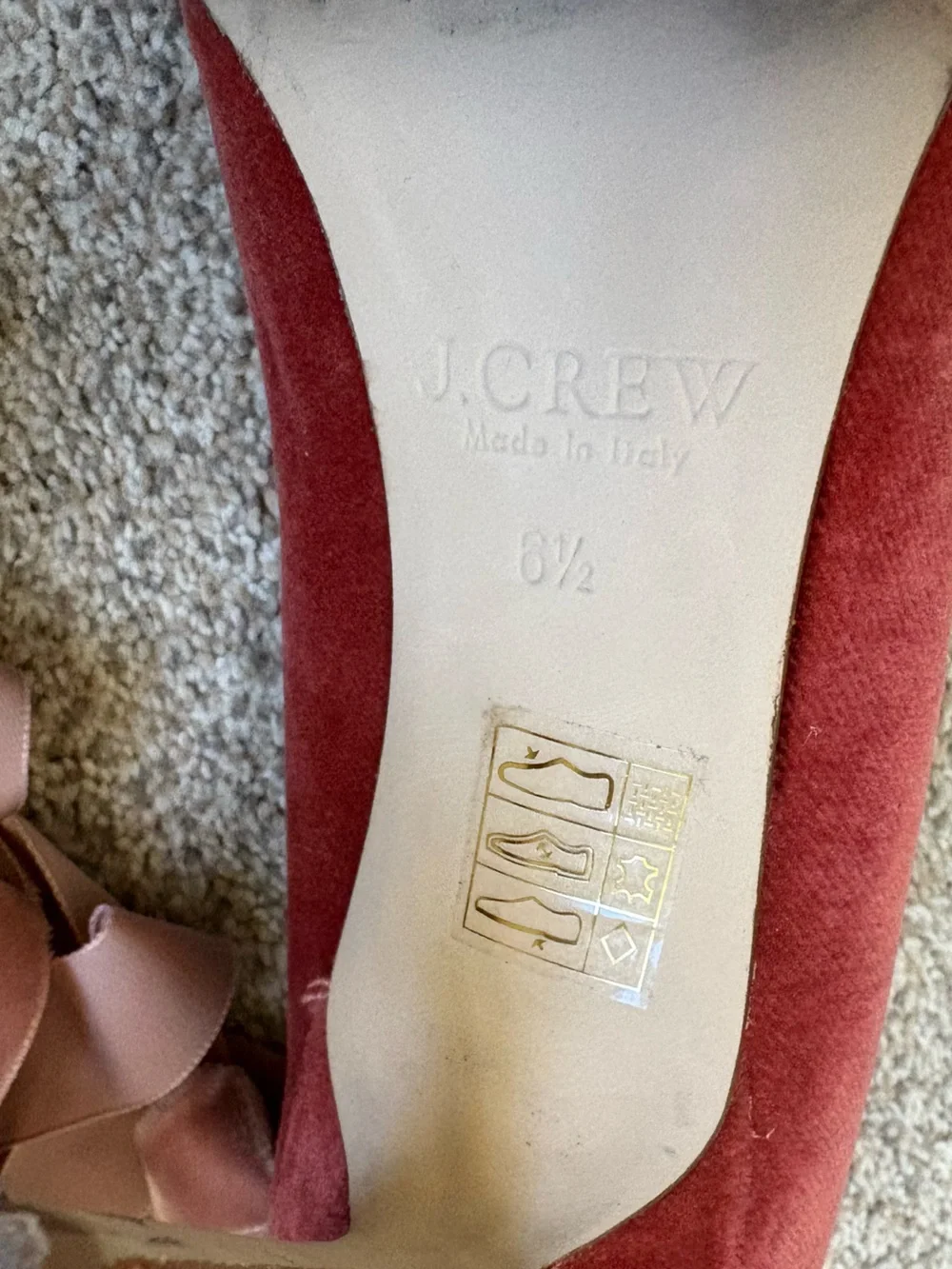 J.Crew - Women’s Elsie Velvet Ankle-Wrap Pumps - Rust Blush Pink - Size 6.5